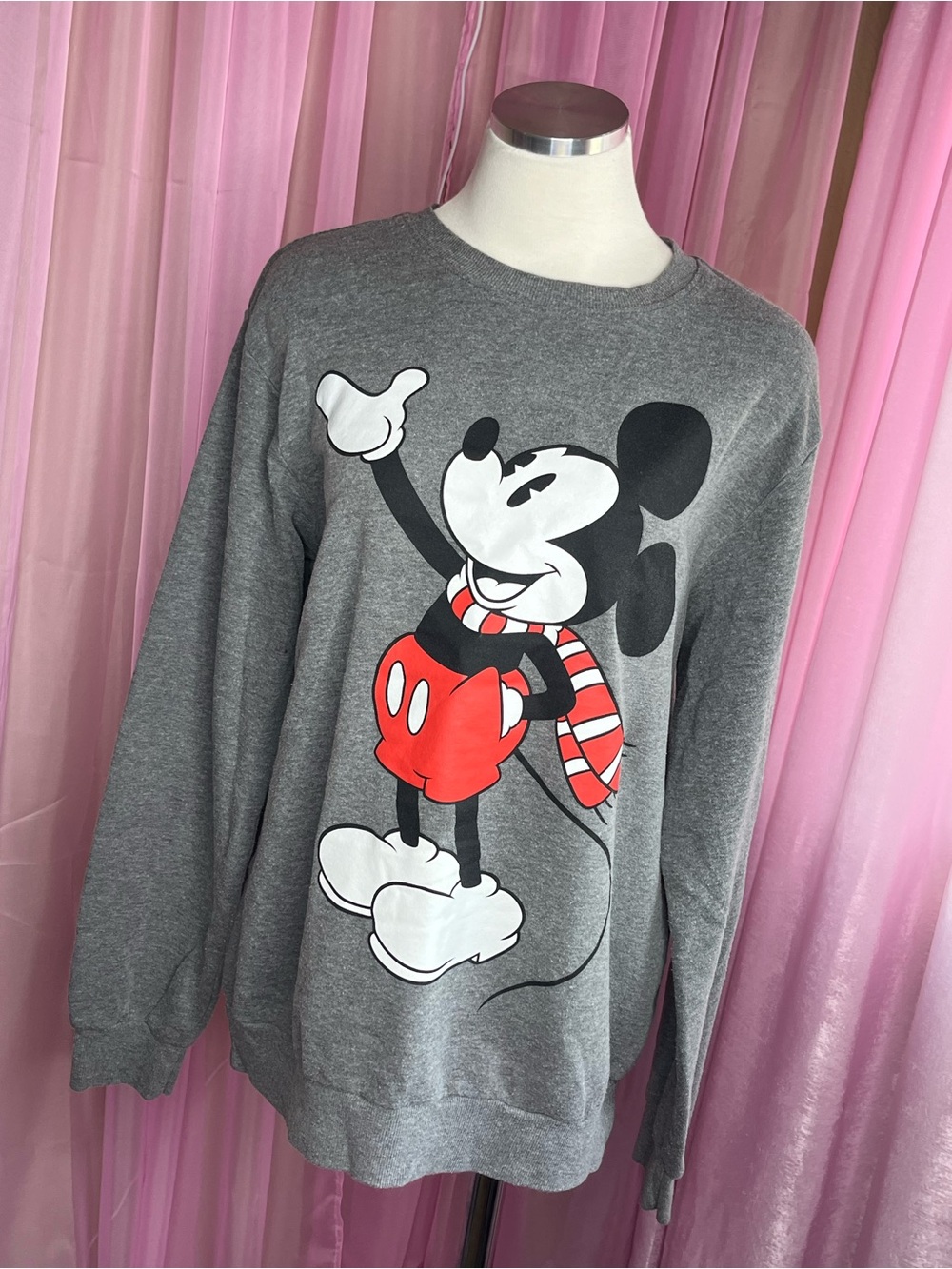 Disney Gray Crewneck Sweatshirt with Mickey Mouse